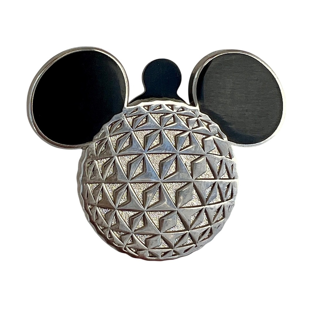 Disney Pin Epcot Spaceship Earth Mickey Mouse Metal Enamel Silver Black Small